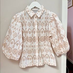 NWT Top Shop Blouse Cream/Peach White Size Small